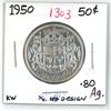 Image 1 : 1950 canadian silver half-dollar (KW-.80AG)