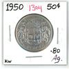 Image 1 : 1950 canadian silver half-dollar (KW-.80AG)
