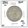 Image 1 : 1951 canadian silver half-dollar(GF-.80AG)-VG