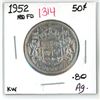 Image 1 : 1952 (FD) canadian silver half-dollar (KW-.80AG)