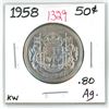Image 1 : 1958 canadian silver half-dollar (KW-.80AG)