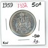 Image 1 : 1959 canadian silver half-dollar(KW-.80AG)