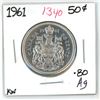 Image 1 : 1961 canadian silver half-dollar (KW-.80Ag)