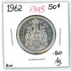 Image 1 : 1962 canadian silver half-dollar (KW-.80AG)