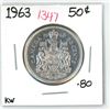 Image 1 : 1963 canadian silver half-dollar (KW-.80 silver)