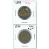 lot of 2 ( 1998 circ. And 1999) canadian toonies