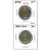 Lot of 2 (2001 circ. And 1952-2002 'Dot') canadian toonies