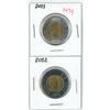 lot of 2 ( 2011 and 2012) canadian toonies