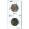 Image 1 : Lot of 2 ( 2011 and 2012 Circ.) canadian toonies