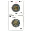 Image 1 : Lot of 2 ( 2017 and 1867-2017 UNC.) canadian toonies
