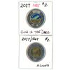 Lot of 2 (2017 glow in the dark and 2017 northern lights) canadian toonies