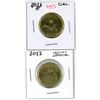 lot of 2 ( 2012 lucky loonie and 2013 circ. ) canadian loonies