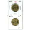 Image 1 : Lot of 2 (2014 and circ and 2015 UNC) canadian loonies