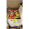 Image 2 : BOX OF ASSORTED TOYS INCLUDING; FISHER PRICE RESCUE HEROES FIGURES. SCHOOL BUSSES, TRUCK & MORE