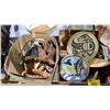 Image 2 : SHELF OF ASSORTED ITEMS INCLUDING; FIRST NATIONS DRUMS, VINTAGE TELEPHONE, LIGHT FIXTURE & MORE