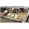 Image 1 : SHELF OF ASSORTED ITEMS INCLUDING; DINNERWARE, COLLECTIBLE PLATES WITH COA'S, MINI FURNITURE & MORE