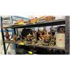 Image 1 : SHELF OF ASSORTED ITEMS INCLUDING; VINTAGE ALCOHOL CAR HOLDERS, VINTAGE TELEPHONE, PORSCHE MODEL
