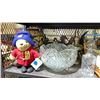 Image 1 : SHELF OF ASSORTED ITEMS INCLUDING; PADDINGTON BEAR, GLASSWARE, FRAMED ARTWORK, KIMONOS & MORE