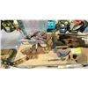 Image 2 : SHELF OF ASSORTED TOOLS INCLUDING; HANDSAWS, BENCH VISES, MINI HAMMER & MORE