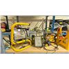 Image 2 : SHELF OF ASSORTED TOOLS INCLUDING; MOTOMASTER BATTERY CHARGER, WORK LIGHTS, 3 TON JACKS STANDS &