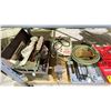 Image 2 : SHELF OF ASSORTED TOOLS INCLUDING; NAILER, BENCH VISE, BATTERY CHARGER & MORE