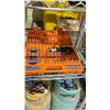 Image 3 : SHELF OF ASSORTED TOOLS INCLUDING; DRILL/SCREWDRIVER BIT SET, WRENCHES, RATCHET BITS & MORE