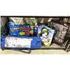Image 1 : SHELF LOT OF SWINGING HAMMOCK CHAIR, CONNECT 4, BLUEY TOY AND MORE *MAY BE MISSING PIECES/