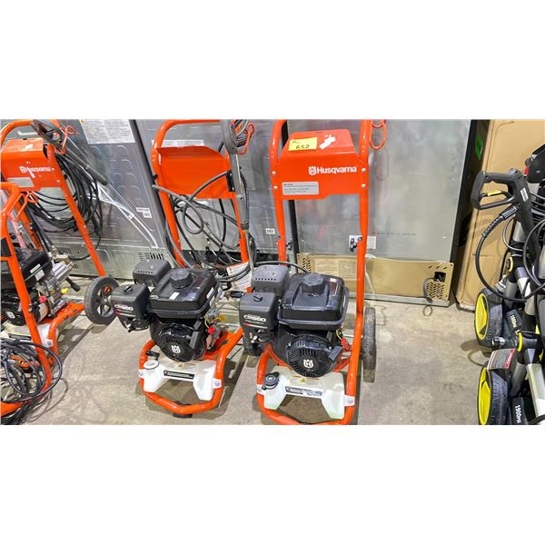 2 HUSQVARNA GAS PRESSURE WASHERS (UNKNOWN WORKING CONDITION, MAY BE MISSING PIECES)