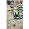 Image 1 : GREENWORKS PRO CORDLESS MOWER WITH BATTERY & GREENWORKS PRO CORDLESS TRIMMER (UNKNOWN WORKING