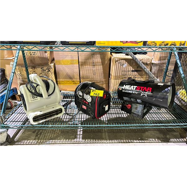 HEATSTAR 50-85000 BTU PORTABLE HEATER, BATTERY PACK & FLOOR FAN (UNKNOWN WORKING CONDITION)