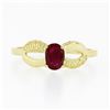 Image 4 : 14k Yellow Gold 0.70 ctw Oval Ruby Solitaire Dual Finish Open Infinity Sides Rin