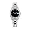 Image 2 : Rolex Ladies Stainless Steel Quickset Black Index Diamond Bezel Date Watch With