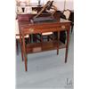Image 1 : Antique Regency style mahogany console table with single drawer, brass capped feet, undershelf and l