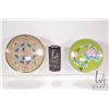 Image 1 : Two vintage Japanese cloisonne plates, each with flowers and one with a bird, 7" And 8" in diameters