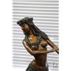 Image 2 : Bronze Hula dancer sculpture with cold painted head and wrist wreaths, on marble base, no label or s
