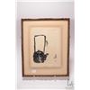 Image 1 : Framed ink on paper painting, signed by artist, 11" X 8"