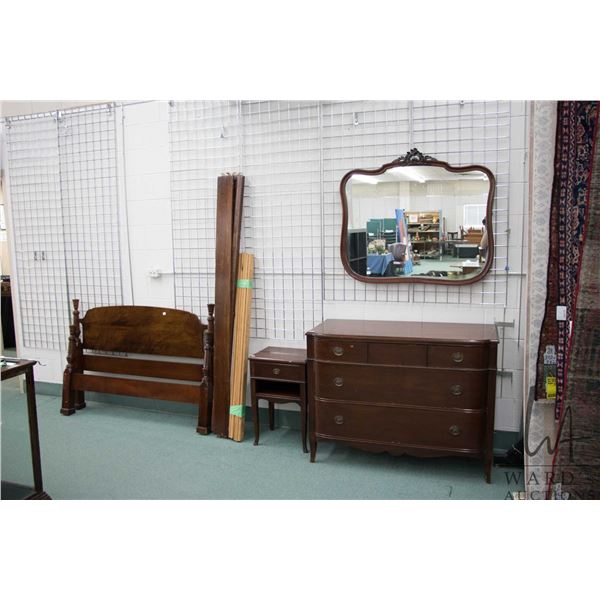 Antique mahogany, Regency style three drawer dresser 35" H X 46" W X 21" D and matching single drawe