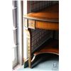 Image 2 : Antique Louis VXI corner table with inlaid ebony and satin wood, scroll and banding, undershelf, tap