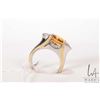 Image 2 : 18kt yellow and white gold ring set with 3.95ct oval checkerboard cut citrine gemstone and .28cts of