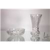 Image 1 : Two antique pieces of brillilant hand cut crystal including 8" high vase and a 7" diameter bowl, no 