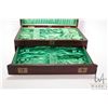 Image 2 : Vintage mahogany flatware chest with flip top, pull out drawer and green silk lining 17" X 11" X 7 1