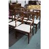 Image 2 : Six mid 20th century dining chairs including one carver with striped Damascus style upholstery