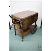 Image 1 : Mid 20th century matched grain walnut, drop leaf tea trolly with removable tray 29" H X 19" W plus t