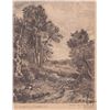 Image 2 : Two small framed etched prints on silk including "The Cornfield by J. Constable R.A" and "The Market