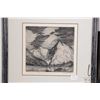 Image 2 : Two framed etched prints including "Limestone Cliffs, Medicine Lake" and "Ice Flows" each signed by 