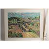 Image 2 : Two framed original gouache on paper paintings including a farm yard and a bales in a wheat field, b