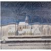 Image 2 : Framed oil on canvas painting titled on verso " Neige Nuit" signed by artist Andre Bouquet '65 (1897