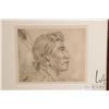 Image 2 : Three framed artworks including etched portrait print, by artist Seo Brown, limited edition print "A