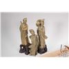 Image 2 : Three carved Oriental soapstone figures, each aproximately 7 1/2" in height, two with wooden plinths