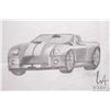 Image 2 : Pencil drawing of a car, pencil signed by artist, purportedly Todd McFarlane and a framed print B-17